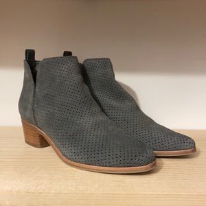 Blue suede ankle boots